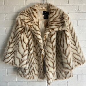 Faux Fur Coat Cream and Brown | Size M